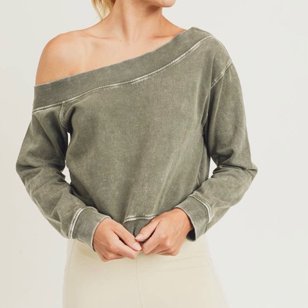 Mono B Asymmetrical off the shoulder Sweatshirt